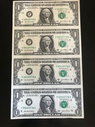 2003 Uncut Sheet Us $1 Dollar Bills