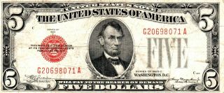 1928 C United States Note G - Vg All Most 100 Years Old