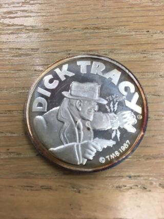 1987 Dick Tracy Cartoon Celebrities 1 Oz Silver Round Coin