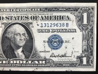 1957 Star Note Silver Certificate $1 Dollar Bill,  Blue Seal Circulated