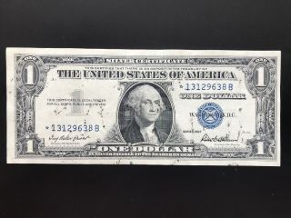 1957 Star Note Silver Certificate $1 DOLLAR BILL,  Blue Seal Circulated 2
