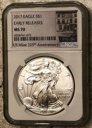 2017 Silver American Eagle Ms 70 Ngc Early Releases