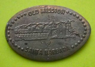 Old Mission Santa Barbara Elongated Penny California Usa Cent Souvenir Coin