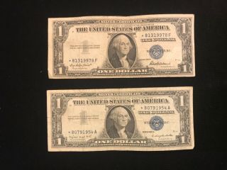 1935 F & 1957a Star Note Silver Certificate $1 Dollar Blue Seal Replacement