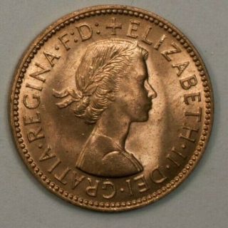 Great Britain 1/2 Penny 1960 Unc Bronze Elizabeth Ii