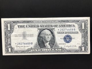 1957 B Star Note Silver Certificate $1 DOLLAR BILL,  Blue Seal Circulated 2