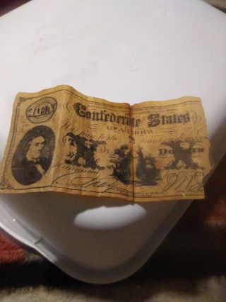 Ten Dollar Confederate States Of America Sept.  2 1861 $10 Bill