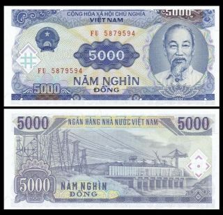 Vietnam 5000 (5,  000) Dong,  1991,  P - 108,  Ho Chi Minh,  Unc World Currency
