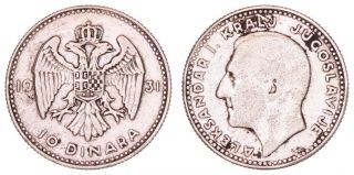 Xa.  047} Yugoslavia 10 Dinara 1931 / London / Silver / Vf -