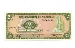 Bank Of Nicaragua 2 Cordobas 1972 Unc