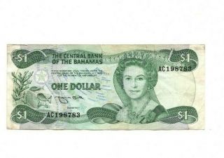 Bank Of Bahamas 1 Dollar 1974 (1984) Vg