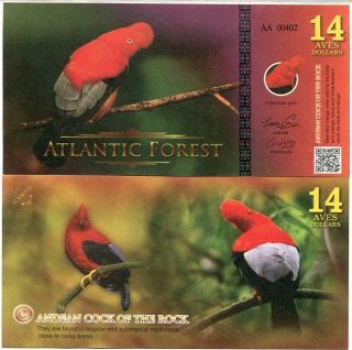 Atlantic Forest 14 Aves Dollars Birds Andean Cock Of The Rock 2016 Unc