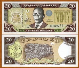 Liberia / Africa,  20 Dollars,  2009,  P - 28 -,  Unc
