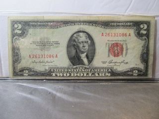 1953 Two Dollar Bill Red Seal Note Very - 202