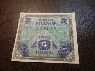 5 Francs - Series 1944 - Allied Military Certificate (amc) Note