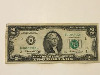 $2 Bill U.  S.  Treasury Note Two Dollars Thomas Jefferson 1976 Authentic