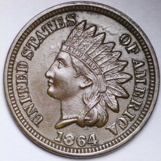 1864 Br Indian Head Small Cent Choice Unc E105 Khh