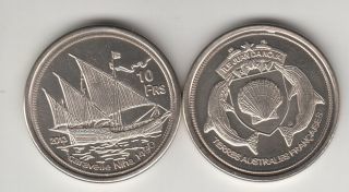 Bassas Da India (french) 10 Francs 2012 Ship,  Unusual Coinage