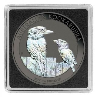 Australia 2017 1$ Australian Kookabura 1oz Hologram Ruthenium Plated Silver Coin