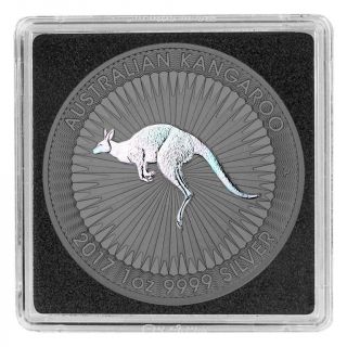 Australia 2017 1$ Australian Kangaroo 1 Oz Hologram Ruthenium Plated Silver Coin