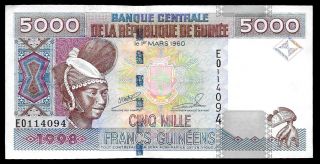 World Paper Money - Guinea 5000 Francs 1998 P38 @ Xf
