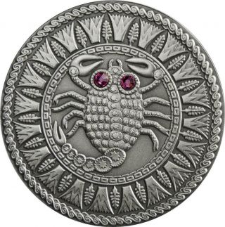 Belarus 2009 20 Rubles Zodiac Signs - Scorpio 28.  28g Silver Coin With Zircons