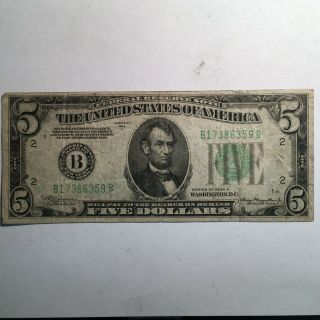 Series 1934 - A $5 Federal Reserve Note Vf