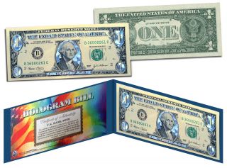 Silver Hologram Crackle Legal Tender $1 U.  S.  Bill - Limited