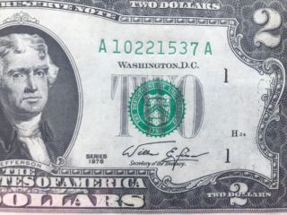 1976 $2 Two Dollar Bill (boston “ A “) Uncirculated