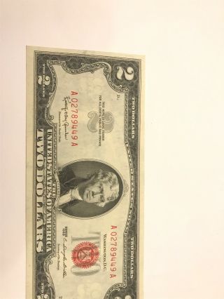 CRISP UNCIRCULATED Series 1963 A Red Seal Two Dollar Bill $2 4