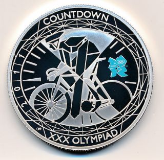 Great Britain 5 Pounds 2011 Countdown London 2012 Olympics Cycling - Proof.  925