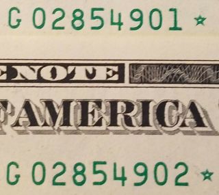 2017 Frn Chicago,  Il 1 Dollar Consecutive Star Notes G02854901,  G02854902