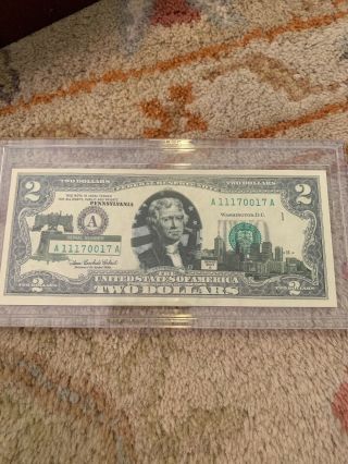 2003 Series A $2 Two Dollar Bill,  State Landmark - Pennsylvania Uncirculated