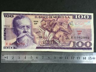 Mexico 100 Pesos 30.  5.  1974,  P 66a.  Carranza - Vf
