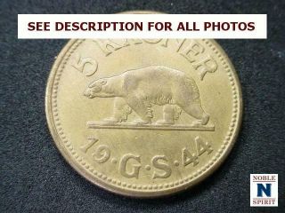 Noblespirit (ct) Premium World Coins 1944 Greenland 5 Kroner Xf