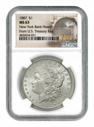 1887 Ngc Ms 63 Morgan Silver Dollar From The 1964 York Bank Hoard