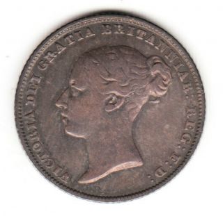 1845 Great Britain Queen Victoria Silver Sixpence.