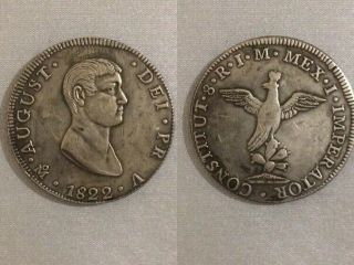 Coin 8 Reais,  1822,  Mexico