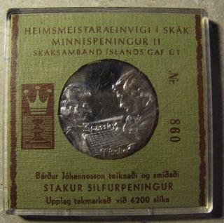 Iceland 1972 World Chess Championship Fischer And Spassky.  Silver Metal.