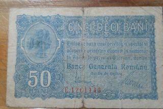 German Occupation Of Romania Wwi Banca Generala Romana 50 Bani 1917