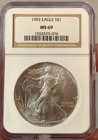 1993 American Silver Eagle - Ngc Ms69