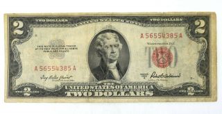1953 - A Us $2 Two Dollar Bill Red Seal Estate Find