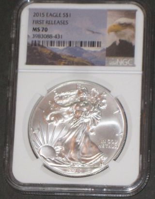 Ngc Ms 70 - 2015 S$1 1oz Silver American Eagle First Releases - Bullion