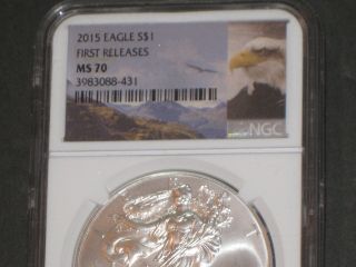 NGC MS 70 - 2015 S$1 1oz Silver American Eagle First Releases - Bullion 3
