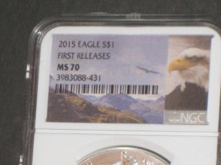 NGC MS 70 - 2015 S$1 1oz Silver American Eagle First Releases - Bullion 5