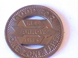 TRANSIT TOKEN RED ARROW LINES P.  S.  T.  Co.  GOOD FOR ONE ZONE FARE BRASS 2