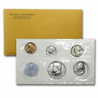 1964 P U.  S.  Coin Set 5 Coins Set With 3 - 90 Silvercoins