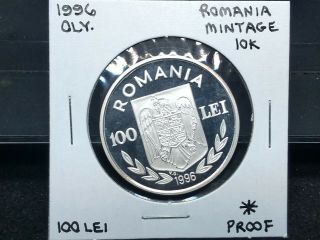 1996 Romania 100 Lei Silver Proof Coin,  Atlanta Olympics