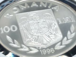 1996 Romania 100 Lei silver proof coin,  Atlanta Olympics 3