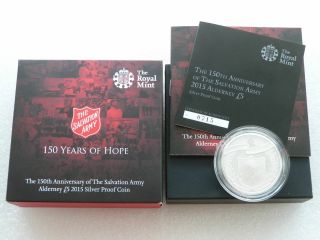 2015 British Royal Salvation Army £5 Five Pound Silver Proof Coin Box